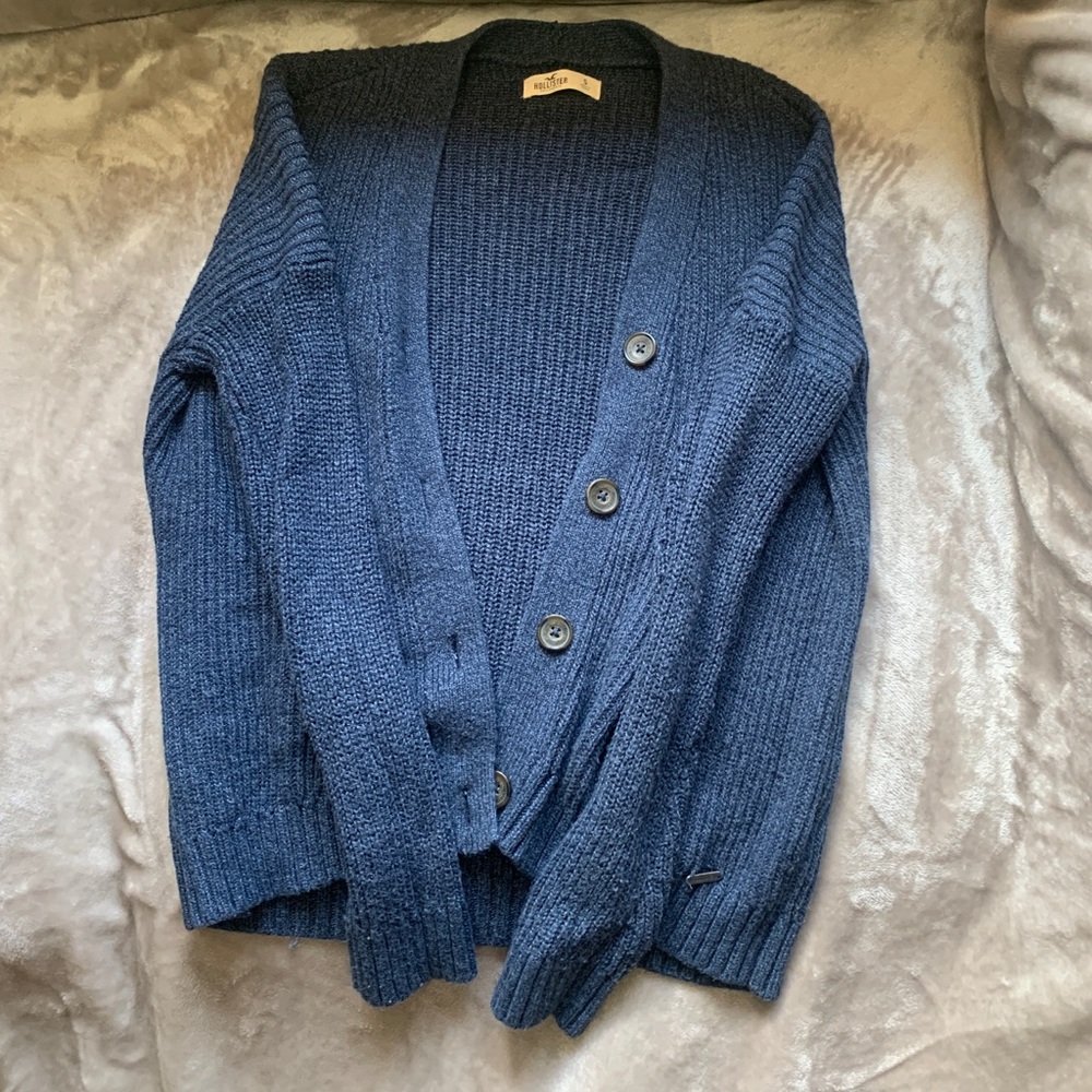 blue hollister button up cardigan